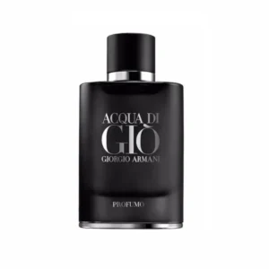 Czarny matowy flakon perfum męskich Giorgio Armani – Acqua di Giò Profumo 100ml prezentowany na eleganckim tle.