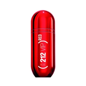 Intensywnie czerwony, metaliczny flakon w kształcie kapsuły Carolina Herrera 212 VIP Rosé Red 80 ml.