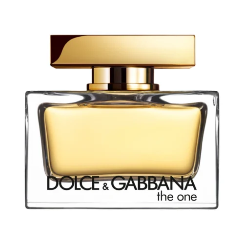 Dolce_&_Gabbana_The_One_Eau_de_Parfum_1 Elegancki, złoty flakon Dolce & Gabbana The One Eau de Parfum 75ml na luksusowym tle.