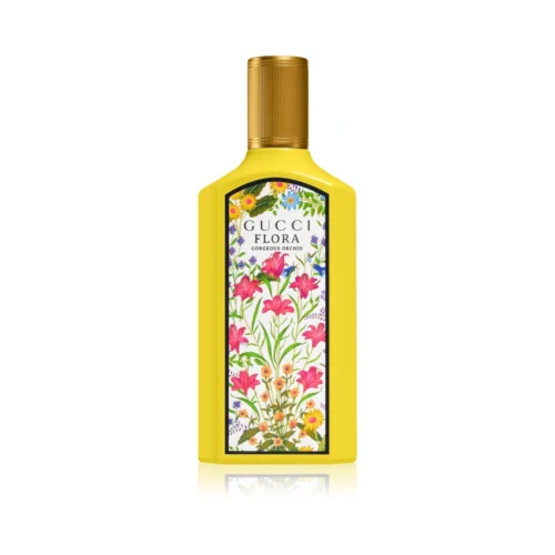Gucci_Flora_Gorgeous_Orchid_1 Słoneczny żółty flakon Gucci Flora Gorgeous Orchid EDP 100 ml ozdobiony kultowym wzorem kwiatowym.