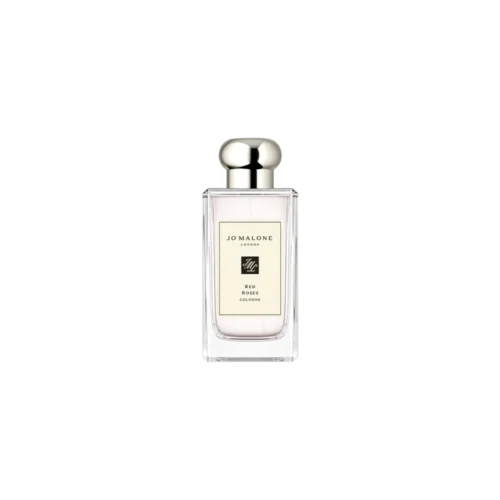 Jo_Malone_Red_Roses_2 Elegancki flakon Jo Malone Red Roses 100 ml na tle aksamitnych płatków czerwonych róż.