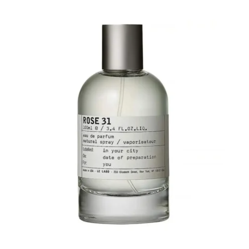 Le Labo Rose 31_1 e Labo Rose 31 woda perfumowana 100 ml flakon z białą etykietą w brązowym pudełku kartonowym