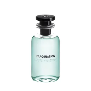 Elegancki, minimalistyczny flakon Louis Vuitton Imagination EDP 100ml na jasnym tle.