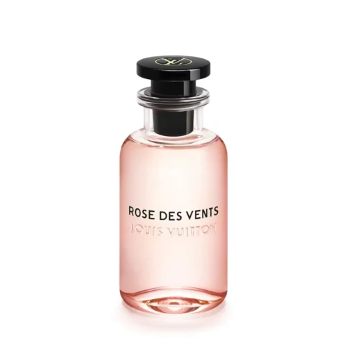 Elegancki, minimalistyczny flakon Louis Vuitton Rose des Vents EDP 100ml na jasnym tle.