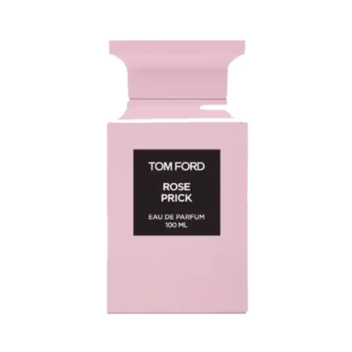 Woda perfumowana Tom Ford Rose Prick 100 ml w pudrowo-różowym flakonie obok pudełek