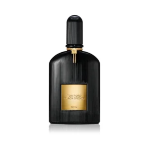 Czarny, żłobiony flakon Tom Ford Black Orchid EDP 100ml ze złotym akcentem na eleganckim tle.