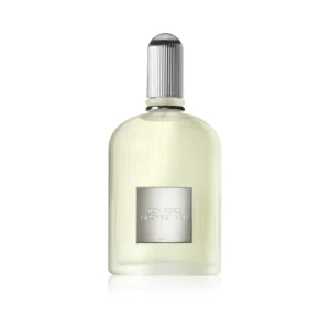 Elegancki, srebrzysty flakon Tom Ford Grey Vetiver EDP 100ml na minimalistycznym tle.