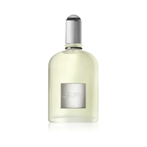Tom_Ford_Grey_Vetiver_1 Elegancki, srebrzysty flakon Tom Ford Grey Vetiver EDP 100ml na minimalistycznym tle.