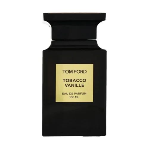 Tom_Ford_Tobacco_Vanille_1 Elegancki, ciemny flakon perfum Tom Ford Tobacco Vanille Eau de Parfum 100ml na luksusowym tle.